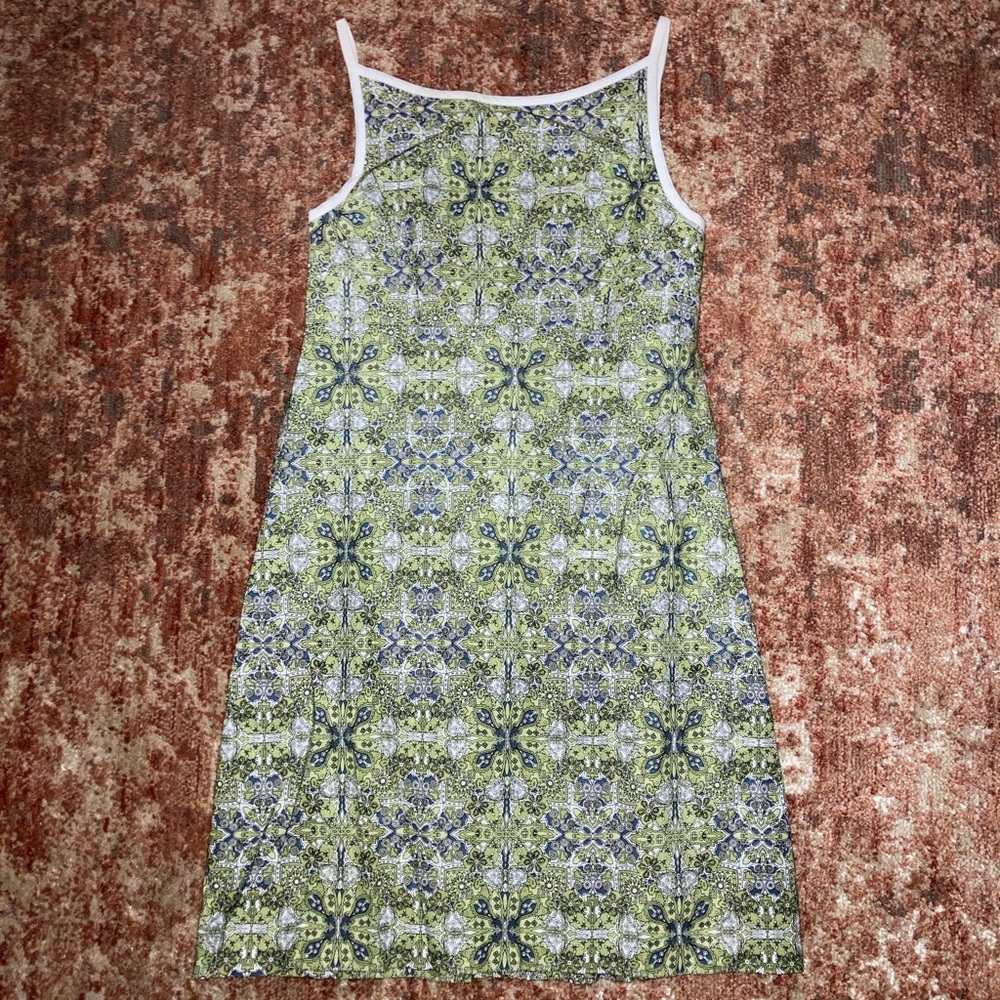 Vintage Y2k Green Cotton Patterned Apron Dress View 2